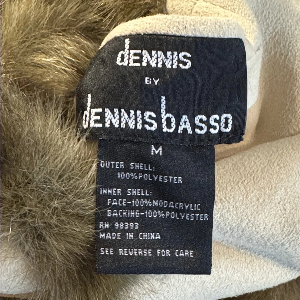 Dennis Basso Reversible Faux Fur Faux Suede Coat with Hood Size Medium - Picture 16 of 16